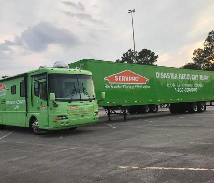 Ready to roll! Image of SERVPRO vehicles.