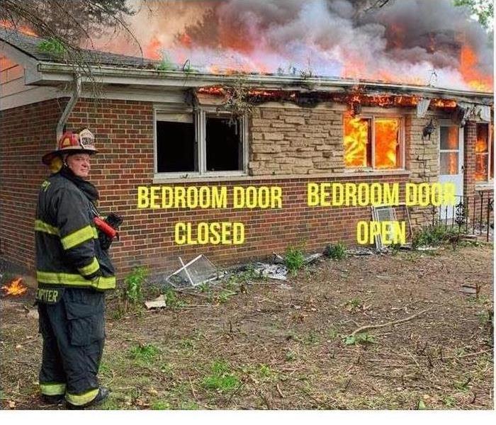 Fire with door closed